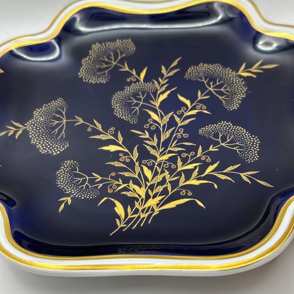 Echt Weimar Kobalt Germany porcelain blue 9 inch gold embellished serving dish - Picture 3 of 11